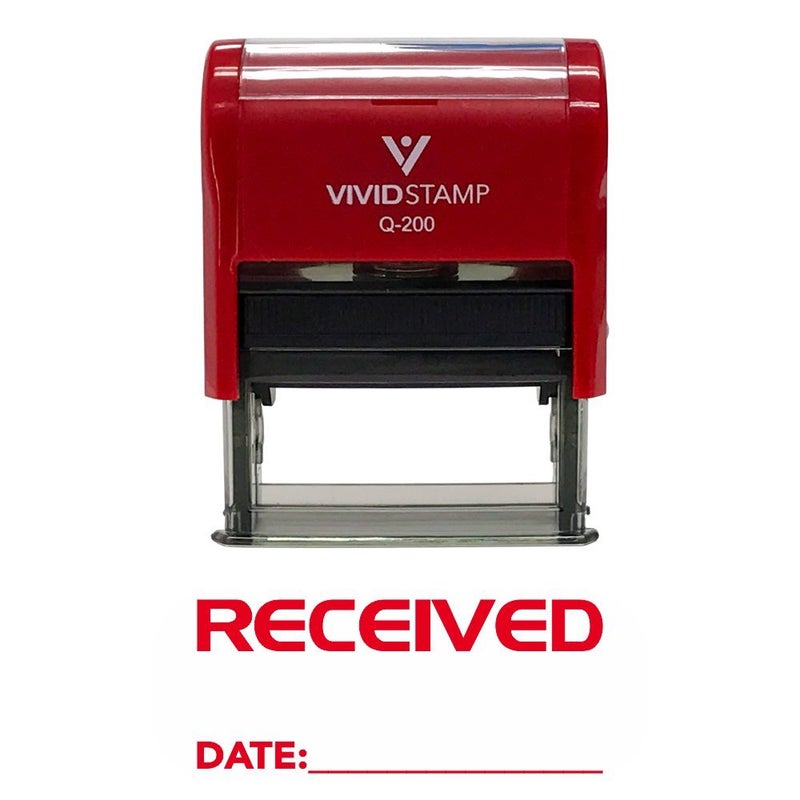 Received wDate Line SelfInking Office Rubber Stamp Red Medium