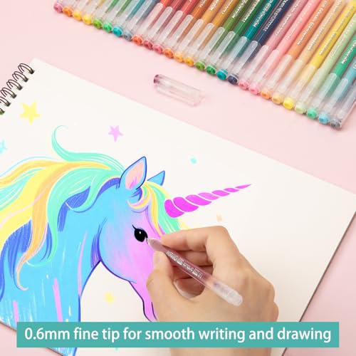 Joyask Gel Pens For Coloring, 36 Pack Colored Pens for Black Paper & White Paper, 0.6MM Fine Point Pens for Coloring, Writing, Drawing, Journaling, Note Taking, Office, Home - Image 2