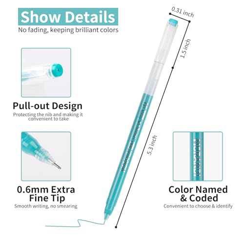 Joyask Gel Pens For Coloring, 36 Pack Colored Pens for Black Paper & White Paper, 0.6MM Fine Point Pens for Coloring, Writing, Drawing, Journaling, Note Taking, Office, Home - Image 3