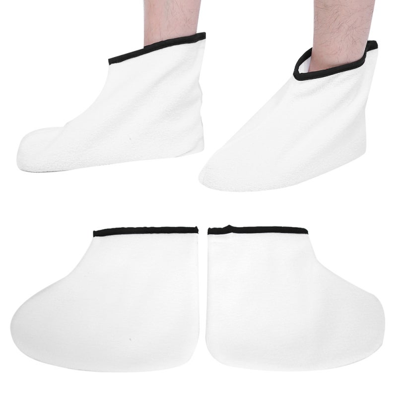 Paraffin Wax Booties: High-Quality Towel Cotton Exterior - Adjustable Hook Loop Ankle, Silk Cloth Lining for Enhanced Moisturization, Easy Clean Foot Care Booties for Home Spa Therapy & Moisturizing T - Image 4