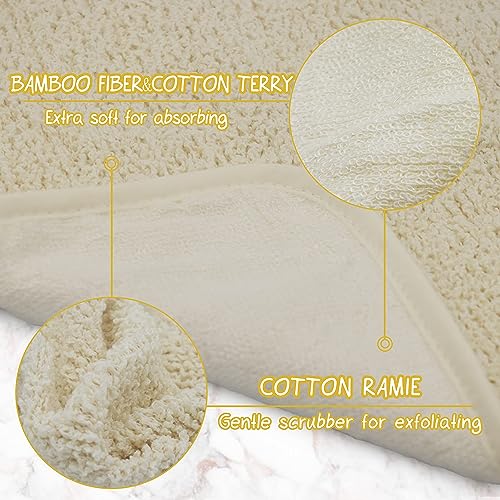 TTYBG Natural Organic Ramie and Rayon Made from Bamboo Dual Sided Washcloths Hand Towels Ultra Soft for Shower Bath Spa, Gentle for Body Face Sensitive Baby Skin, Pack of 4 - Image 2