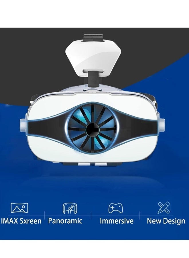 نظارات الواقع الافتراضي 3D VR الذكية للهواتف المحمولة والشبكات الذكية مع عدسات مقاس 4-6.4 بوصة ونظارات ثنائية العدسة مع جهاز تحكم متوافق مع هواتف iOS و Android طراز 5F Mini B03 - Image 2
