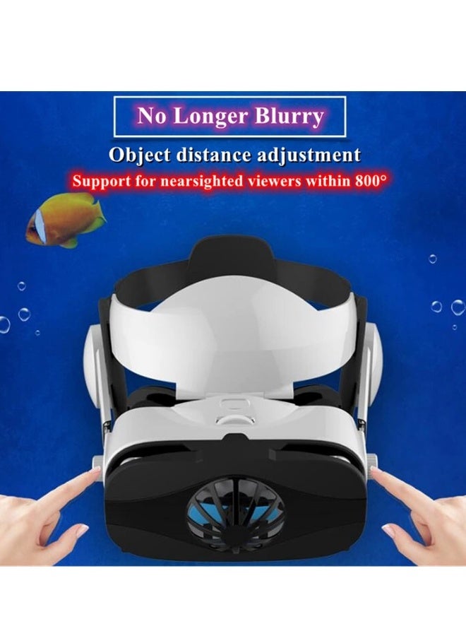 نظارات الواقع الافتراضي 3D VR الذكية للهواتف المحمولة والشبكات الذكية مع عدسات مقاس 4-6.4 بوصة ونظارات ثنائية العدسة مع جهاز تحكم متوافق مع هواتف iOS و Android طراز 5F Mini B03 - Image 5