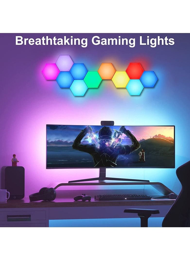 ARNOTEC أضواء الألعاب السداسية مصابيح الحائط الداخلية RGB Bluetooth LED APP التحكم عن بعد ضوء الليل ألعاب الكمبيوتر غرفة نوم السرير ديكور -6 وحدات  - Image 2