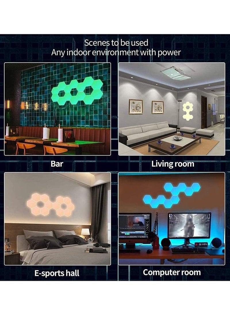 ARNOTEC - Hexagon Gaming Lights Indoor Wall Lamps RGB Bluetooth LED APP Remote Control Night Light Computer Game Room Bedroom Bedside Decor -6 modules - Image 1