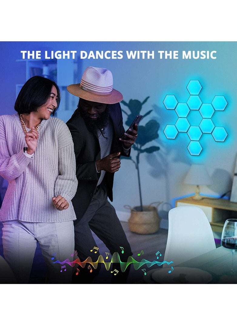 ARNOTEC - Hexagon Gaming Lights Indoor Wall Lamps RGB Bluetooth LED APP Remote Control Night Light Computer Game Room Bedroom Bedside Decor -6 modules - Image 1