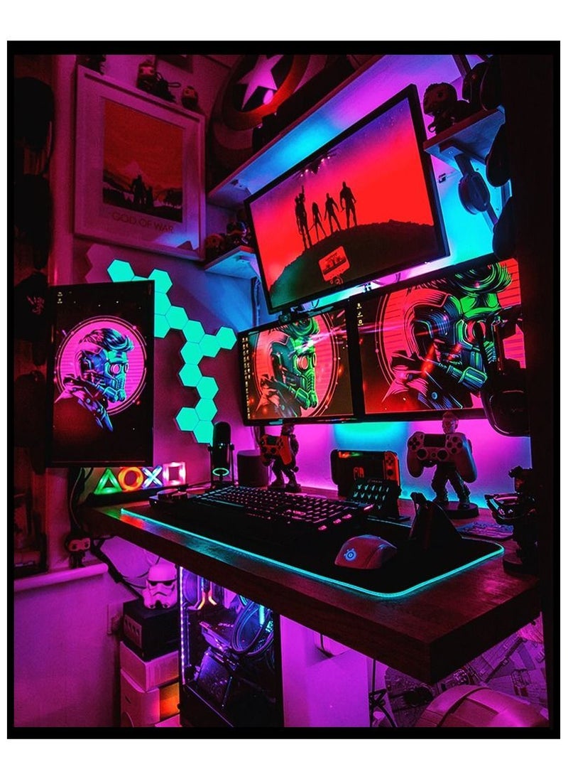 ARNOTEC - Hexagon Gaming Lights Indoor Wall Lamps RGB Bluetooth LED APP Remote Control Night Light Computer Game Room Bedroom Bedside Decor -6 modules - Image 1