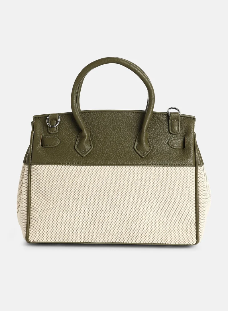 Haute Sauce Colour block Interlock Regular Vegan Leather Hand Bag For Women