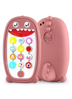 Generic Baby Dinosaur Cell Phone Toy With Removable Soft Teether Case, Lights, Music & Adjustable Volume Kids Play & Learn Phone For Infant & Toddler, Preschool Birthday Gift For Girl Boy 18+ Months (Brown)  - Image 2