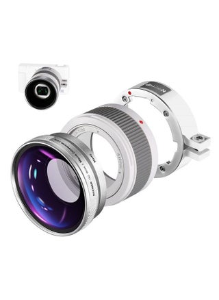 NEEWER Wide Angle Lens Compatible with Sony ZV1 Camera, 2 in 1 18mm HD Wide Angle & 10x Macro Additional Lens with Extension Tube, Bayonet Mount Lens Adapter, Cleaning Cloth (White Frame) - pzsku/Z3CC7FF1CA3187DE069DCZ/45/_/1692396732/408f53cc-d895-40ff-aa9d-70535be6ce2a