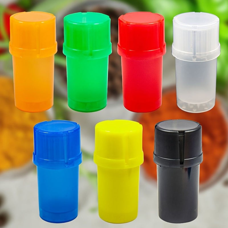 Orange Plastic Waterproof Storage Bottle with Grinder - Image 1