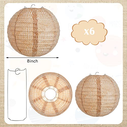 Hortsun 6 Pcs Print Burlap Paper Lanterns Round Chinese Paper Lanterns Decorative Farmhouse Classroom Decor Home Sweet Classroom Birthday Party Ceremonial Event (8 Inch) - Image 2