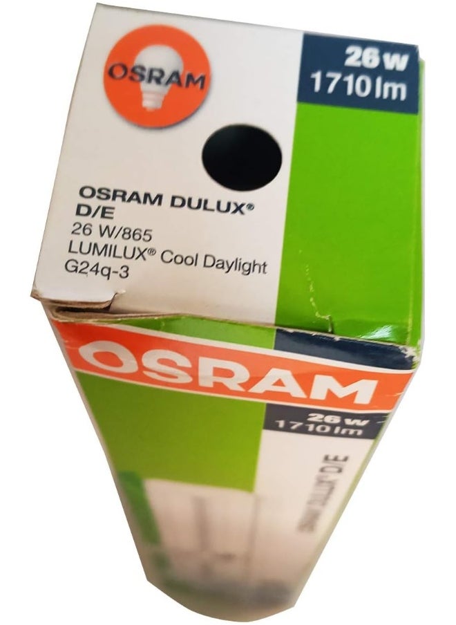 Osram Osram Dulux D/E 26W/865 Light Bulb 6500K G24Q3 - 4 Pin Cool Daylight  - Image 2