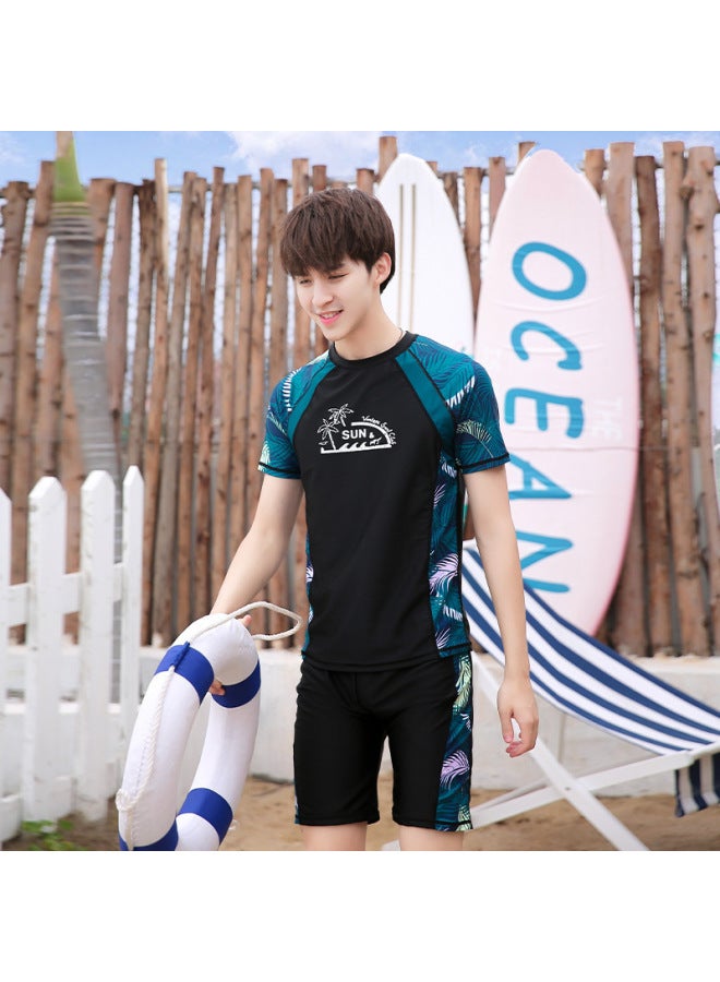 Couple's Swimsuit Short-sleeved Sunscreen Split Fashion Korean Men's Short-sleeved Women's Suit Surfing Beach Swimsuit