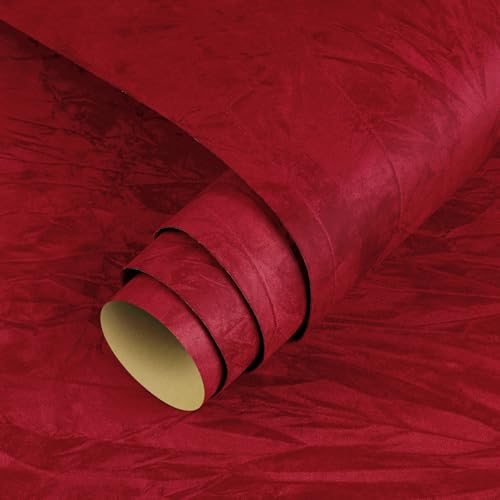 ReWallpaper 24in X 165ft Red Velvet Wallpaper Peel and Stick Luxury Velvet Contact Paper for Drawers Self Adhesive Burgundy Soft Fabric Wallpaper for Bedroom Accent Walls Holiday Decor DIY Projects - Image 3