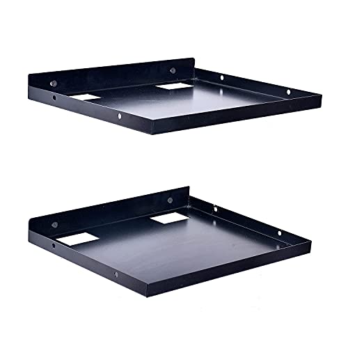 NURAT® Creative & Innovation Metal Heavy Duty Items Keeping Shelf, Primmum Design, Wall Mount Stand/Set Top Box and WiFi Router Stand, Tray Black (Set of 2) - Image 2