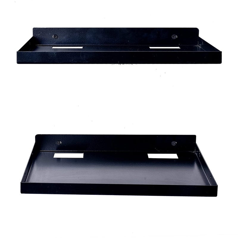 NURAT® Creative & Innovation Metal Heavy Duty Items Keeping Shelf, Primmum Design, Wall Mount Stand/Set Top Box and WiFi Router Stand, Tray Black (Set of 2) - Image 5