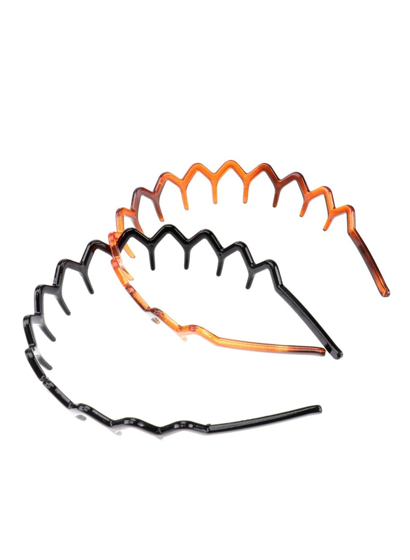 Loquat 2 Pcs Plastic Tooth Headband, Comfortable Shark Tooth Comb Headband Zigzag Hair Band - Image 1
