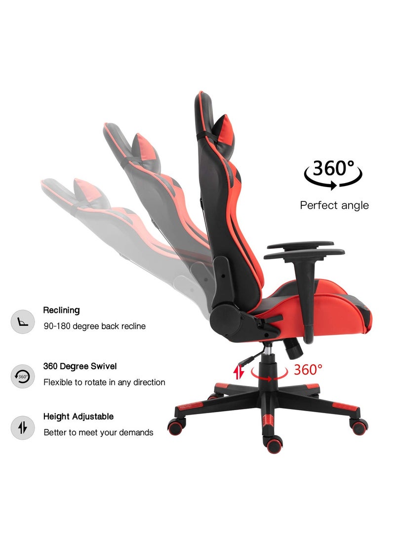 Sabir & Bros Furniture LLC - SBF Ergonomic High Back PU Leather Office Chair | Reclining Backrest up to 180° | Gaming Chair with Adjustable Height, Headrest, and Lumbar Support, Red Black - Image 1