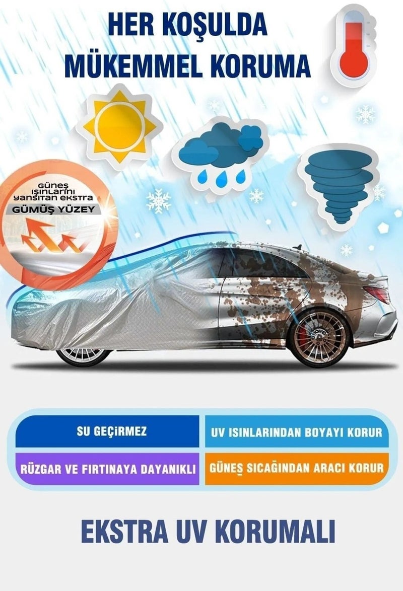 Peugeot 206 Sedan Compatible Auto Cover, Car Cover, Water and Sun Proof Car Tent