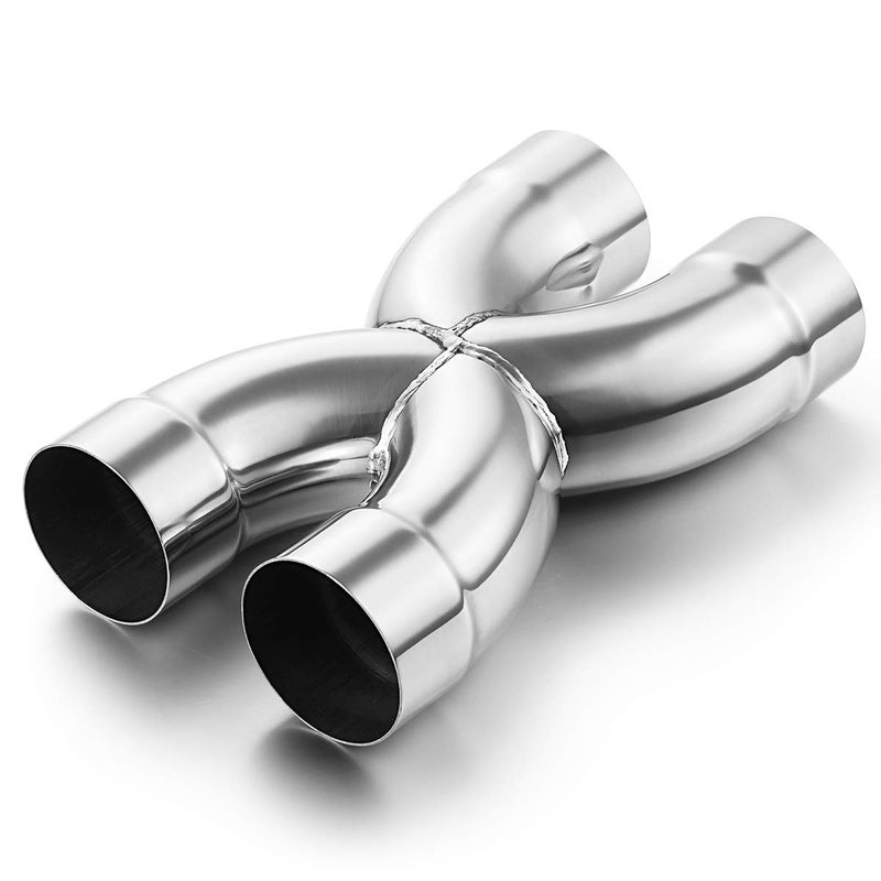مخرج العادم AKARCK X Pipe 3 مدخل مزدوج 3 مدخل مزدوج 3 مخرج كاتم صوت مخرج X Pipe من الفولاذ المقاوم للصدأ ملحوم