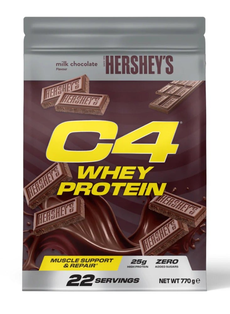 مسحوق بروتين واي C4 – نكهة الشوكولاتة بالحليب، 25 جرام بروتين لكل حصة، بدون سكر مضاف – تغذية رياضية، استعادة العضلات