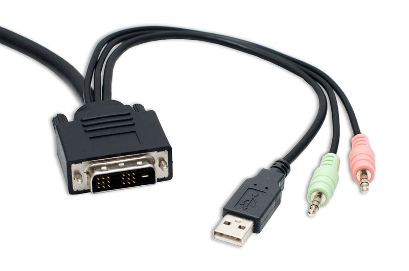 Syba 2 Port KVM Switch 1920 X 1200 - DVI W/ Audio and USB 2.0 Hub â€“ Display/ Screen KVM Switch - DVI 3.9 ft Cables - Image 5
