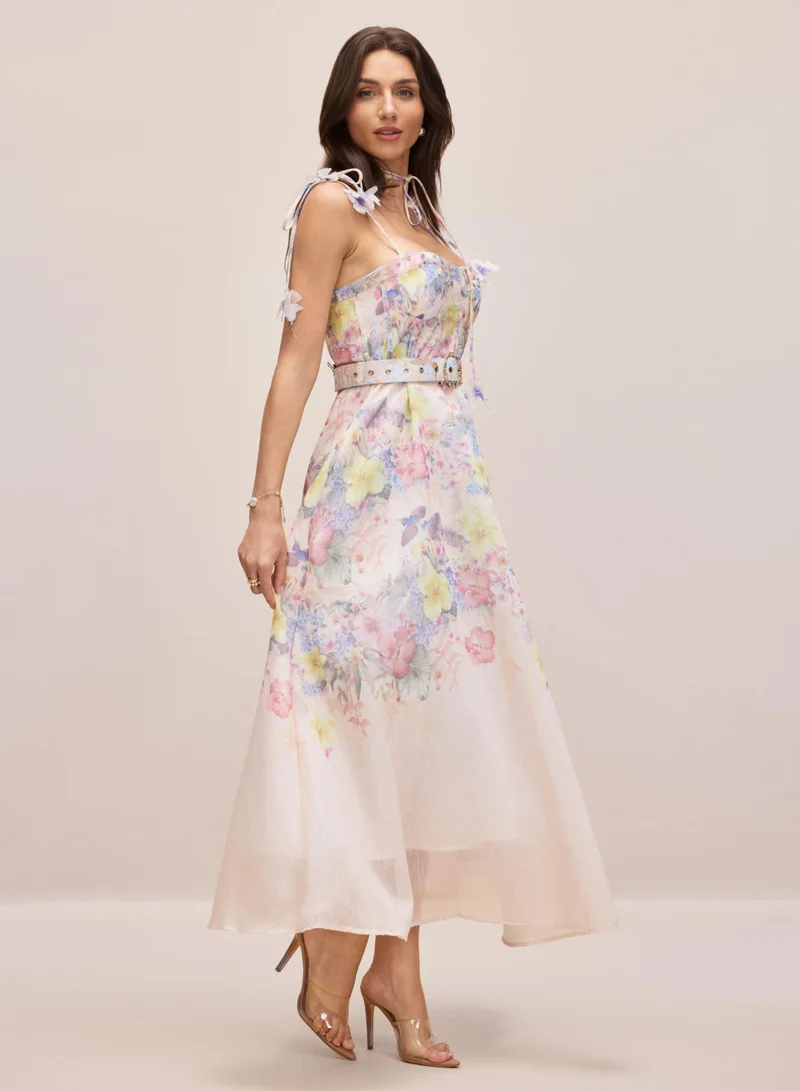 سنفير Tasha Floral Strap Corset Maxi Dress