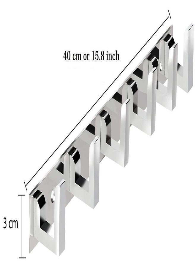 Nestland - Classic Premium 6 Pin Metal Bathroom Cloth Hooks Hanger Door Wall Robe Hooks Rail for Hanging Keys,Clothes,Towel, Bathroom Accessories (Silver Glossy, 2) - Image 4