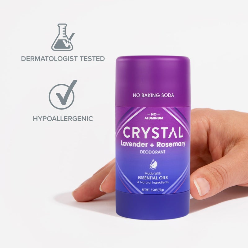 CRYSTAL ESSENCE Crystal Magnesium Solid Stick Natural Deodorant, Non-Irritating Aluminum Free Deodorant for Men or Women, Safely and Effectively Fights Odor, Lavender + Rosemary, 2.5 oz - Image 5