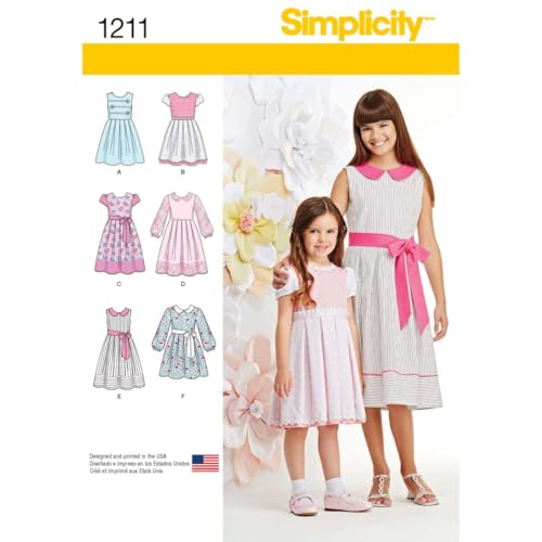 Simplicity 1211 Girl's Dress Sewing Patterns, Sizes KS (7-14) - Image 1