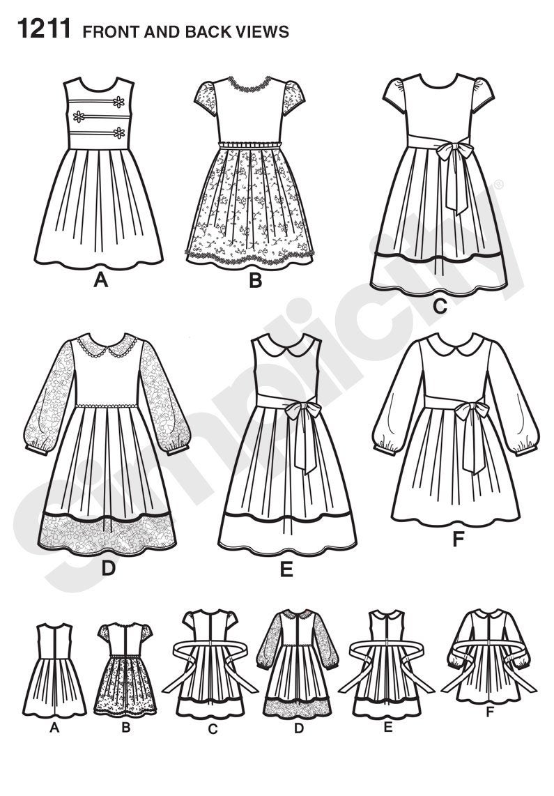 Simplicity 1211 Girl's Dress Sewing Patterns, Sizes KS (7-14) - Image 4