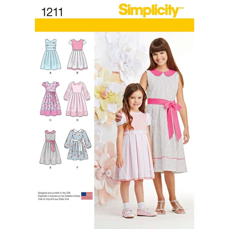 Simplicity 1211 Girl's Dress Sewing Patterns, Sizes KS (7-14) - Image 5