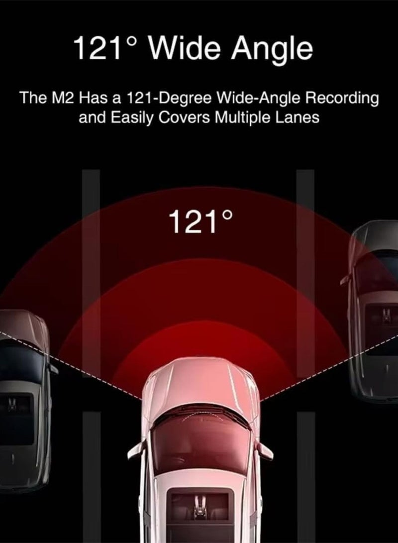 Hirige Automotive M2 Dash Cam 1296P Full HD Car Camera with 360° Rotating Lens, WiFi App, Night Vision, G-Sensor, Loop Recording, Parking Guard, 32GB Card - Image 4