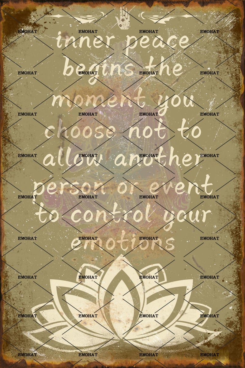 EMOHAT Metal Vintage Tin Signs Retro Meditation Lotus Flowers Zen Inspirational Yoga Quotes Metal Painting Home Decor Coffee Garage Kitchen Bathroom Metal Plaque Poster Wall Sign 8x12 Inch - Image 1