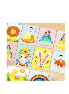 Excefore Creative Puzzle Puncture Painting, DIY  Poking Painting, Fabric Art Frenzy Fashion Design Drawing Book with Watercolor Painting, Stickers, Poking, DIY Craft Kit (Dream World)  - Image 2