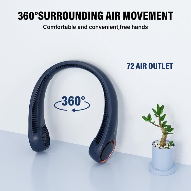 Morelax Neck Fan, USB Rechargeable Personal Fan,Hand Free Bladeless Portable Fans,4000 mAh, 3 Speeds,72 Air Faster softer 360° Cooling, Ultra Quiet,Gift Suitable for Home, Office, Travel, Sports - Image 2