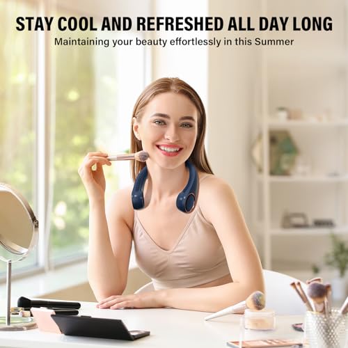 Morelax Neck Fan, USB Rechargeable Personal Fan,Hand Free Bladeless Portable Fans,4000 mAh, 3 Speeds,72 Air Faster softer 360° Cooling, Ultra Quiet,Gift Suitable for Home, Office, Travel, Sports - Image 4