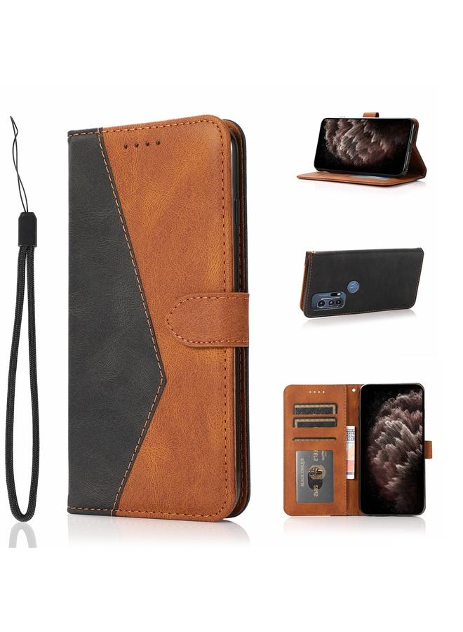 The Bros Case For Motorola Edge+ 2020 Dual-color Stitching Leather Phone Case