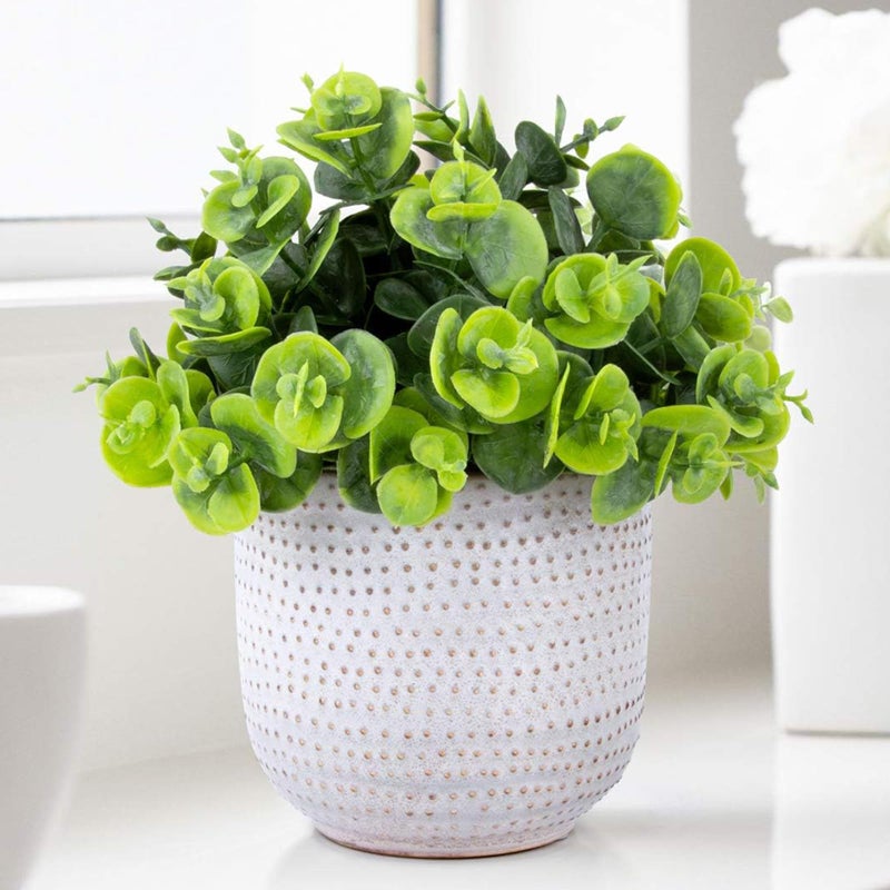 Karlliu Artificial Lysimachia Plants in Ceramic Planter Cute Fake Succulent Flowers Potted for Home Office Table Desk Decor Living Room Bathroom Bedroom Shelves Decoration