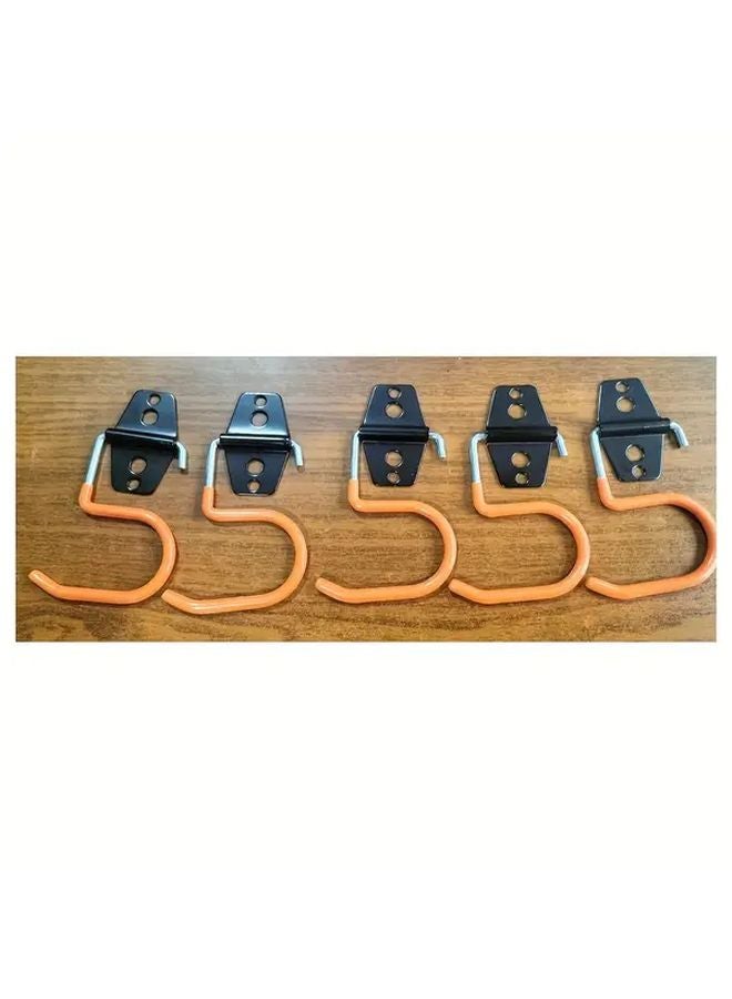 Orange Wall Mounted Broom Holder Set 5pcs Tool Storage Hook For Garage Shed Garden - Image 1
