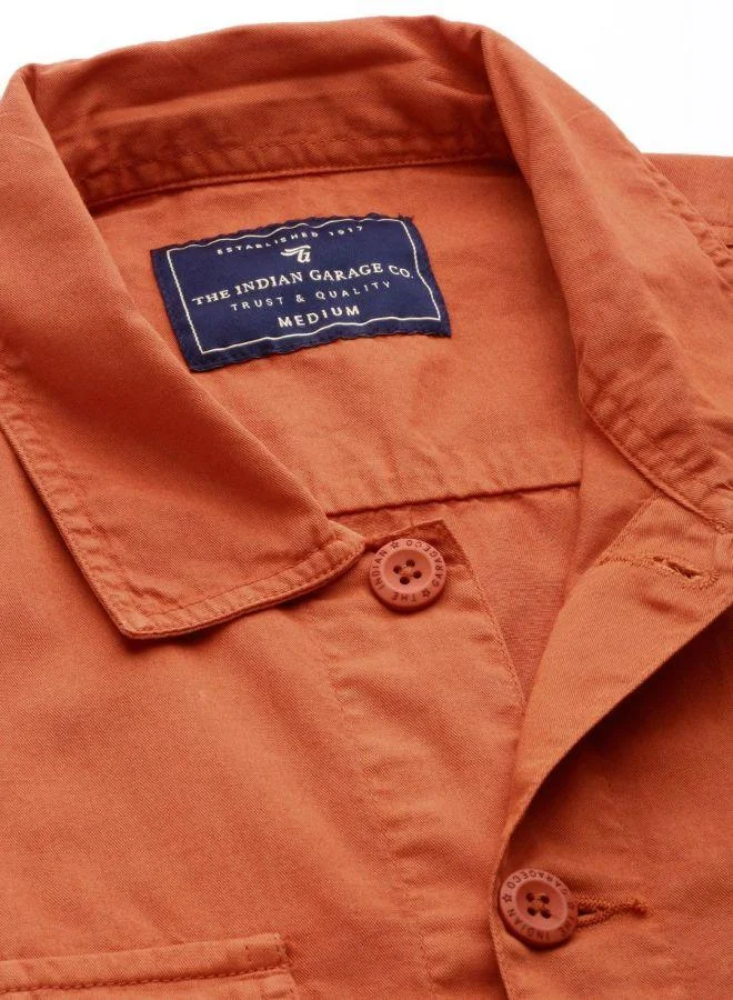 شركة المرآب الهندية Men Slim Fit Solid Full Sleeves Cutaway Collar Casual Over Shirt