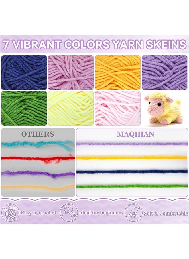 MAQIHAN 7x15g Cotton Yarn for Crocheting - Soft Crochet Yarn Bulk for Crafts Multicolor Skeins for DIY Handicraft, Scarves, Ideal Gift for Knitting Beginners, 7 Vibrant Colors - Image 5