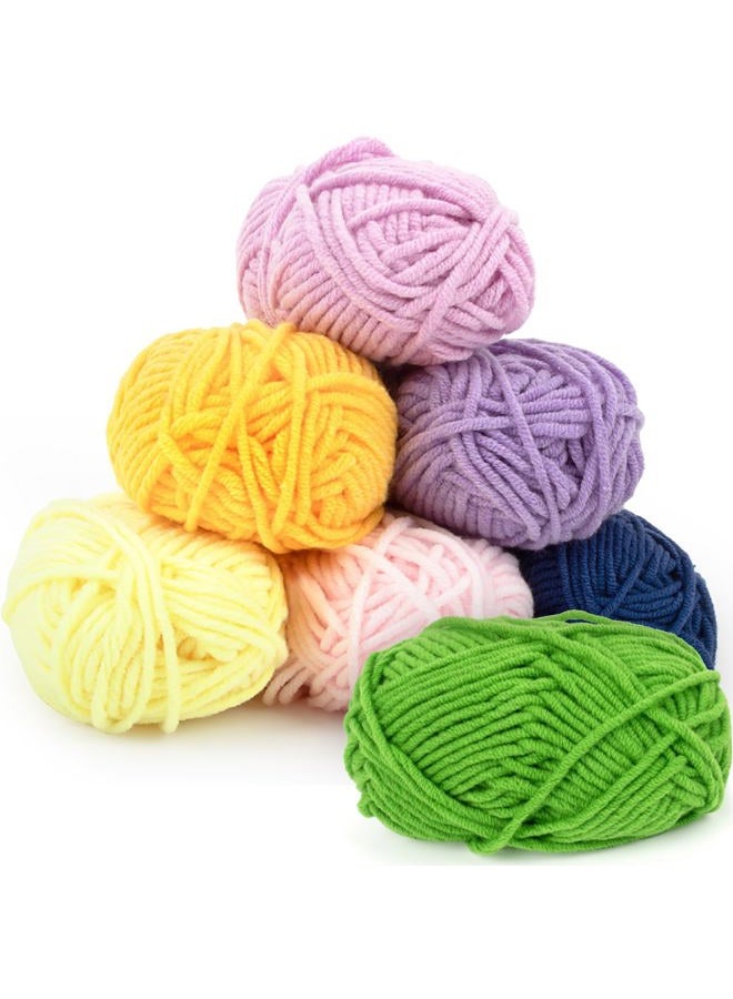 MAQIHAN 7x15g Cotton Yarn for Crocheting - Soft Crochet Yarn Bulk for Crafts Multicolor Skeins for DIY Handicraft, Scarves, Ideal Gift for Knitting Beginners, 7 Vibrant Colors - Image 1