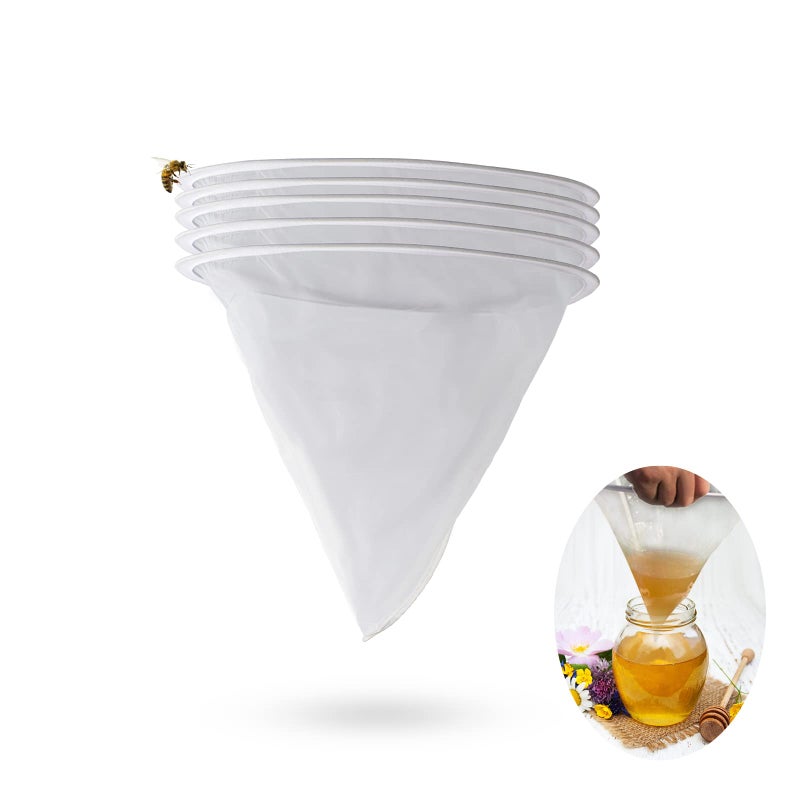 5pcs Bee Honey Filter Bag Mesh Ultrafine Mesh Strainer Kitchen Nylon Mesh Filter 5 Gal Bucket Filter Honey Filter Bags Apiary Equipment Extraction Tool Suitable For Honey Wine Wax Beer Nut Milk