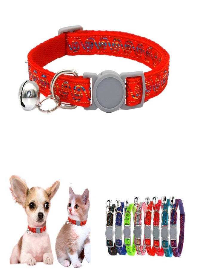 WeimoMonkey Red XXS Dog Collar with Bell, Kitten Bell Collar Girl Safety Buckle Soft Nylon Breakaway Adjustable for XXS Xs Small Pet Cat Dogs Animal Litter Tiny,Neck 7.5-12.6 inch - Image 1