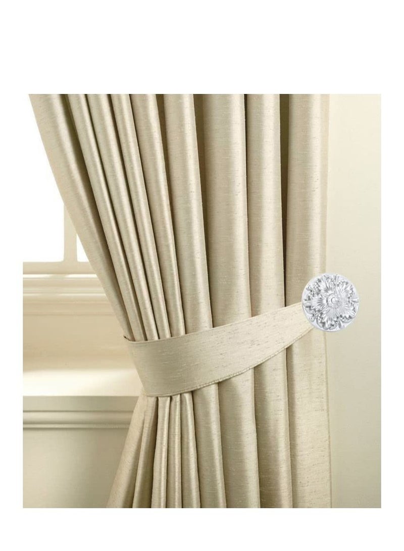 IDT 1 Pair Curtain Holdbacks Window Tie Backs Holders For Bedroom Wall Office Decor Home Sheer Blackout Drapes Blind Curtains Decorations Accessories Buckle Hooks Silver Colour - Image 1