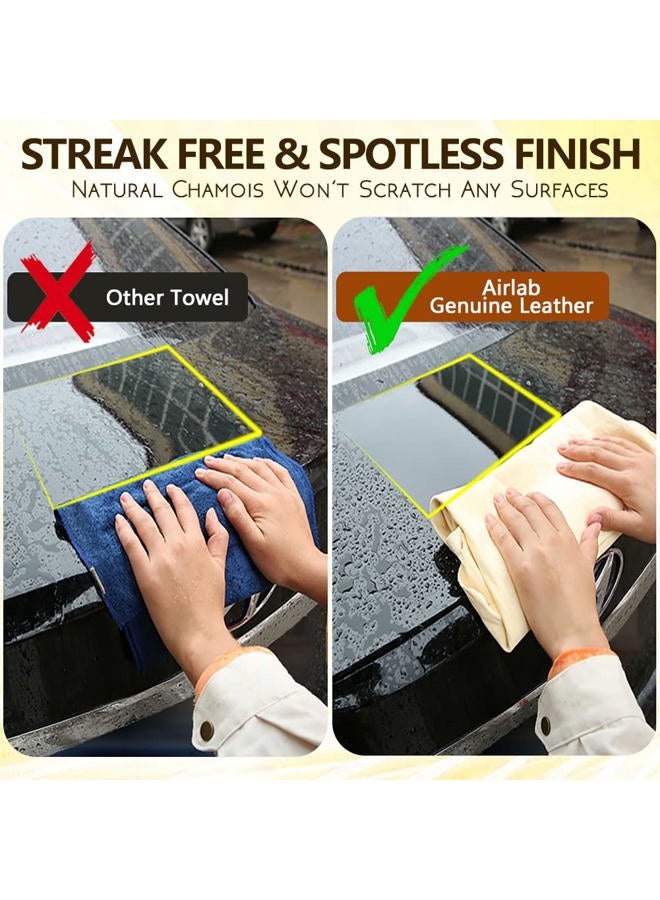 Airlab Chamois Cloth for Car 20'' x 27.6'' (3.7 sq ft) Shammy Towel Car Wash Drying Towel Absorbent Real Leather Lint Free Streak Free Cleaning Cloth - Image 4
