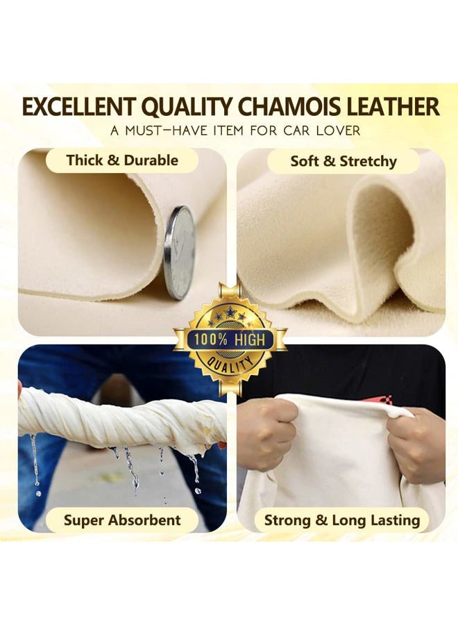 Airlab Chamois Cloth for Car 20'' x 27.6'' (3.7 sq ft) Shammy Towel Car Wash Drying Towel Absorbent Real Leather Lint Free Streak Free Cleaning Cloth - Image 5