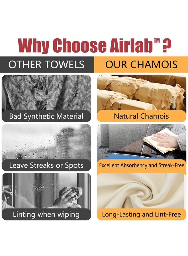 Airlab Chamois Cloth for Car 20'' x 27.6'' (3.7 sq ft) Shammy Towel Car Wash Drying Towel Absorbent Real Leather Lint Free Streak Free Cleaning Cloth - Image 3